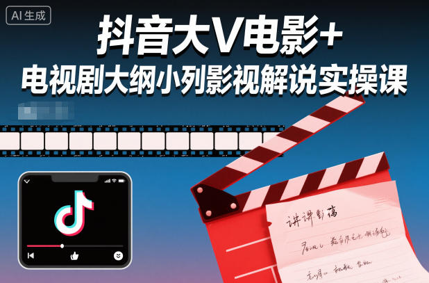 抖音大V电影+电视剧大纲小列影视剧解说实操课-hl998