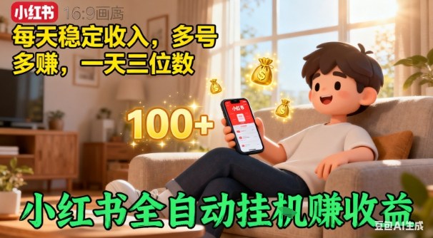 小红书自动挂G賺收益，每天稳定收入，多号多賺，一天三位数【揭秘】-hl998