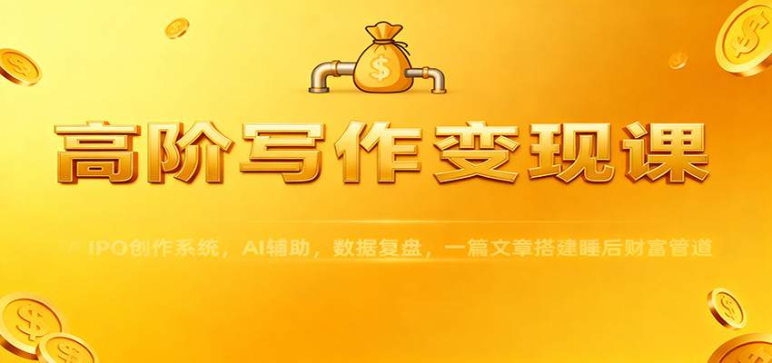 高阶写作变现课：IPO创作系统，AI辅助，数据复盘，一篇文章搭建睡后财富管道-hl998