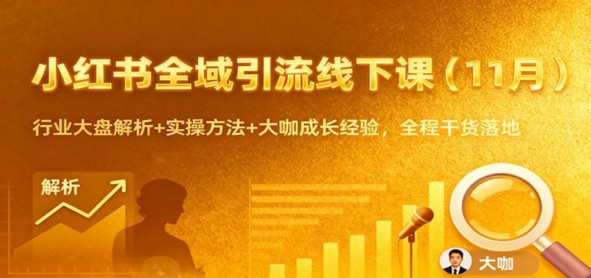 小红书全域引流线下课(11月)：行业大盘解析+实操方法+大咖成长经验，全程干货落地-hl998