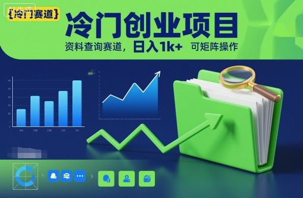冷门创业项目，资料查询赛道，日入1k+，可矩阵操作-hl998