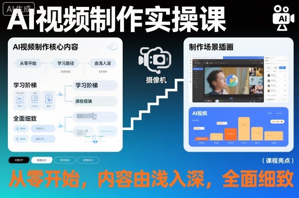 AI视频制作实操课，从零开始，内容由浅入深，全面细致-hl998
