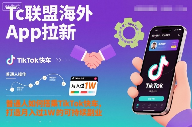 Tc联盟海外App拉新：普通人如何搭乘TikTok快车，打造月入过1W的可持续副业-hl998