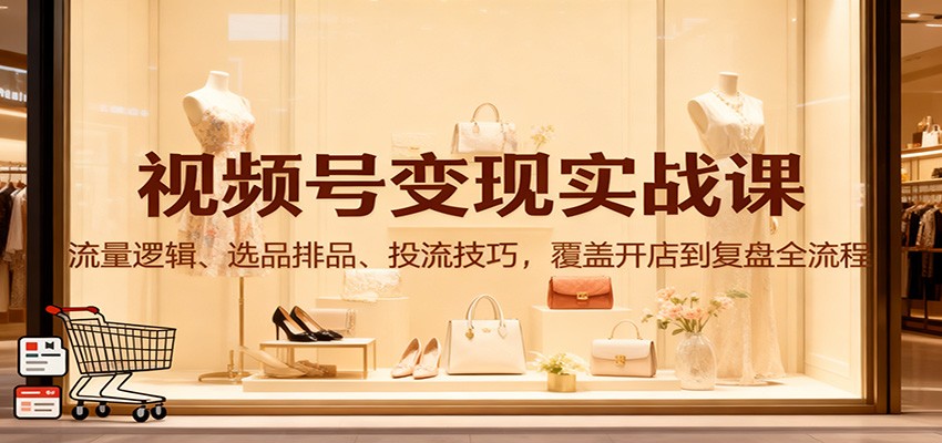 视频号变现实战课：流量逻辑、选品排品、投流技巧，覆盖开店到复盘全流程-hl998