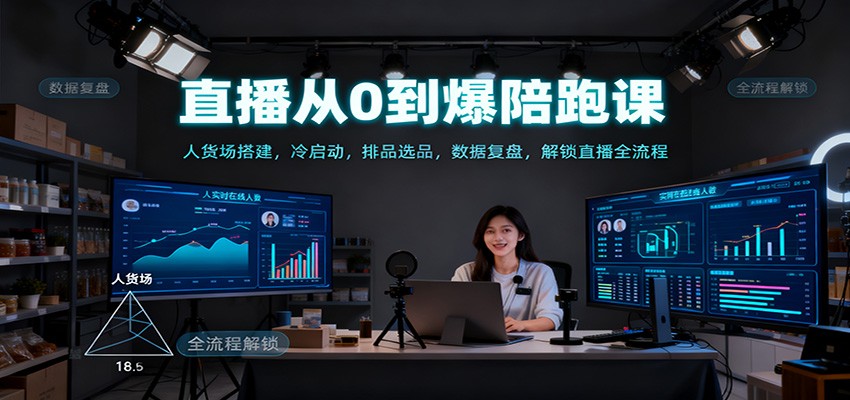 直播从0到爆陪跑课：人货场搭建，冷启动，排品选品，数据复盘，解锁直播全流程-hl998