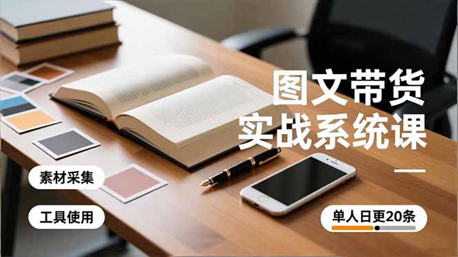 图文带货实战系统课，工具使用、素材采集、防同质化，单人日更20条月入3w+-hl998