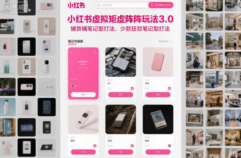 小红书虚拟矩阵玩法3.0，铺货铺笔记型打法，少款狂怼笔记型打法-hl998
