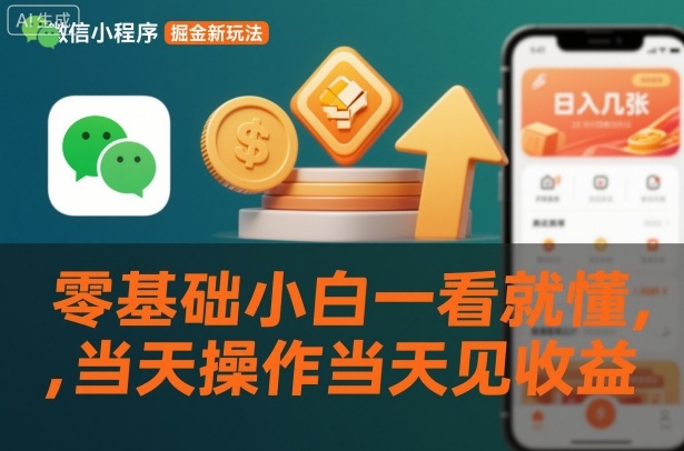 微信小程序掘金新玩法，日入几张，零基础小白一看就懂，当天操作当天见收益【揭秘】-hl998