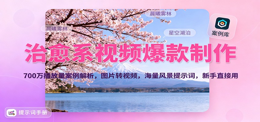 治愈系视频爆款制作，700万播放量案例解析，图片转视频，海量风景提示词，新手直接用-hl998