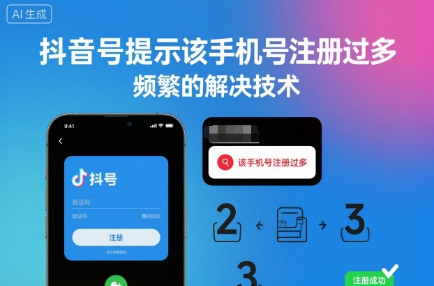 抖音号提示该手机号注册过多，频繁的解决技术-hl998