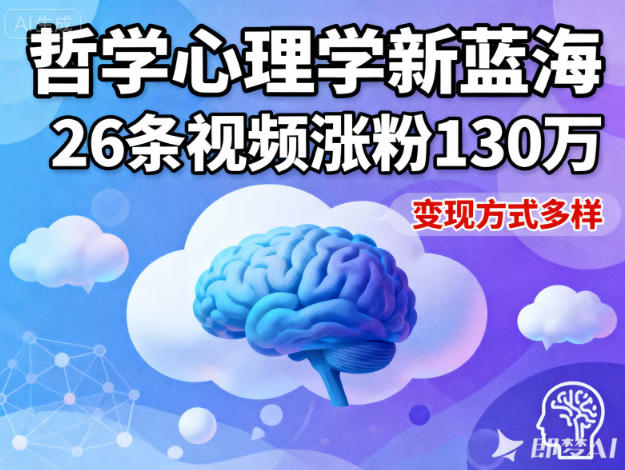 短视频新蓝海，哲学心理学赛道，26条视频涨粉130W，变现方式多样-hl998