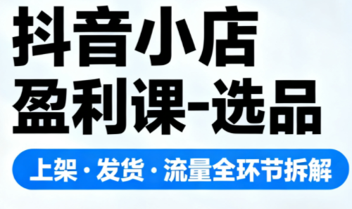 抖音小店盈利课-选品·上架·发货·流量全环节拆解-hl998