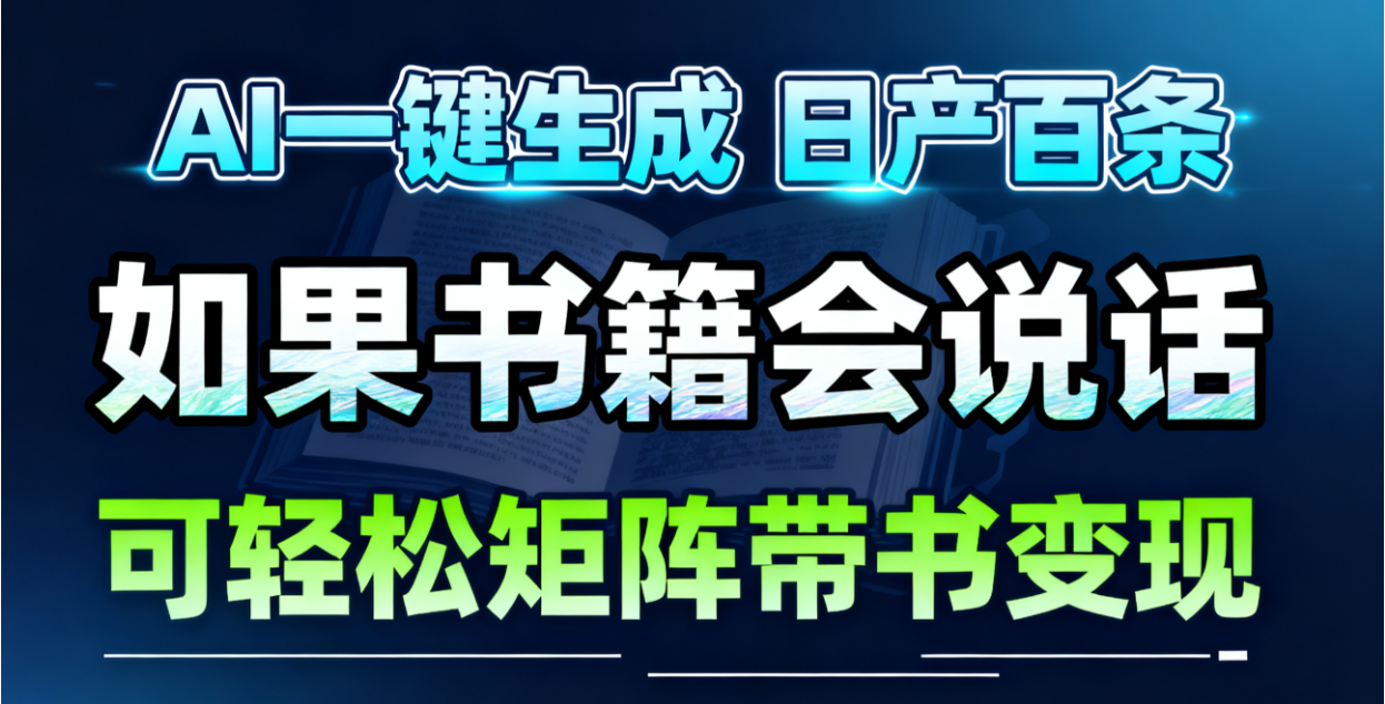 AI书籍会说话，轻松带书变现，月入3W+-hl998