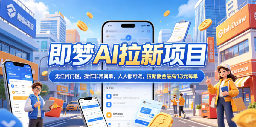 2026年即梦AI拉新项目最新玩法，无任何门槛，操作非常简单，人人都可做，拉新佣金最高13元每单-hl998