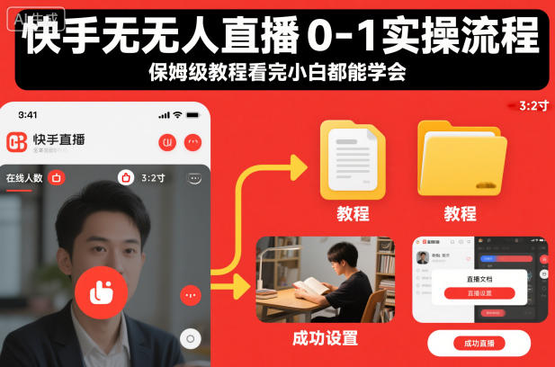 快手无人直播0-1实操流程，保姆级教程看完小白都能学会-hl998