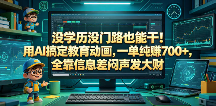 没学历没门路也能干！用AI搞定教育动画，一单纯賺700+，全靠信息差闷声发大财【揭秘】-hl998