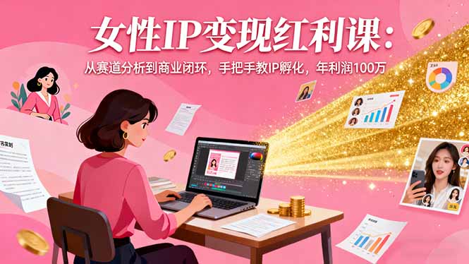 女性IP变现红利课：从赛道分析到商业闭环，手把手教IP孵化，年利润100万-hl998
