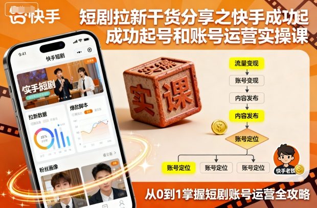 短剧拉新干货分享之快手成功起号和账号运营实操课-hl998