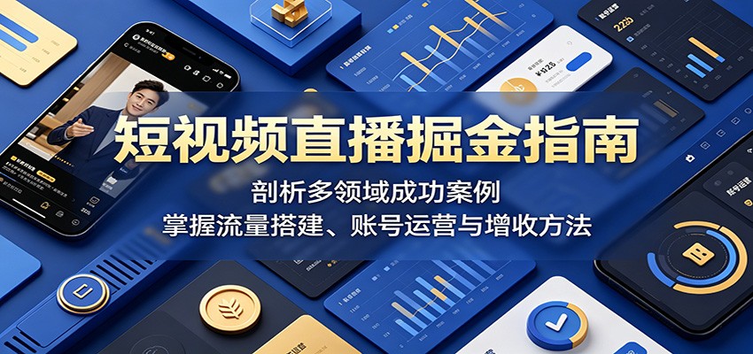 短视频直播掘金指南：剖析多领域成功案例，掌握流量搭建、账号运营与增收方法-hl998