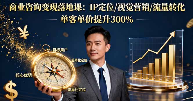 商业咨询变现落地课：IP定位/视觉营销/流量转化，单客单价提升300%-hl998