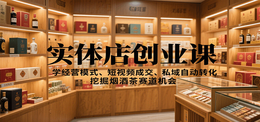 实体店创业课：学经营模式、短视频成交、私域自动转化，挖掘烟酒茶赛道机会-hl998
