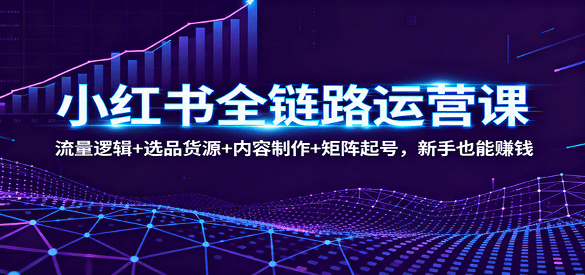 小红书全链路运营课：流量逻辑+选品货源+内容制作+矩阵起号，新手也能赚钱-hl998
