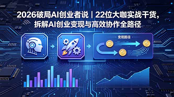 2026 破局 AI 创业者说｜22 位大咖实战干货，拆解 AI 创业变现与高效协作全路径-hl998