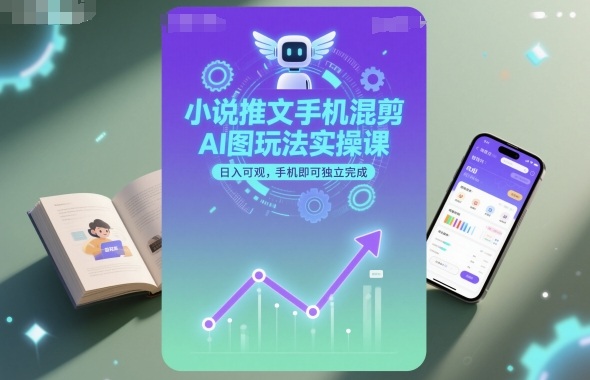小说推文手机混剪AI图玩法实操课，日入可观，手机即可独立完成-hl998