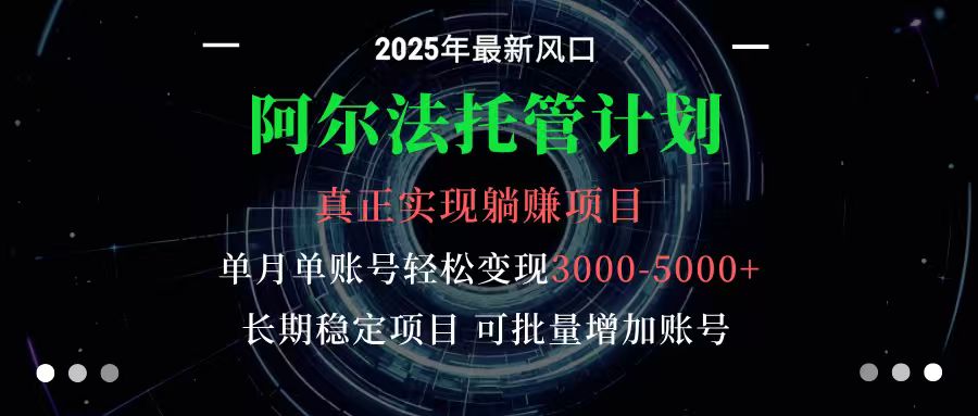 阿尔法托管计划 单账号月入3000-5000，长期稳定项目，新手小白轻松上手-hl998