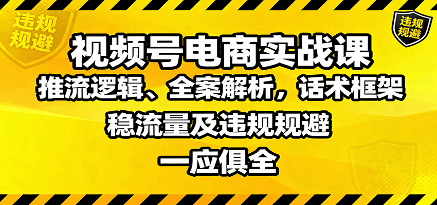视频号电商实战课：推流逻辑、全案解析，话术框架，稳流量及违规规避等-hl998