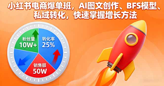 小红书电商爆单班，AI图文创作、BFS模型、私域转化，快速掌握增长方法-hl998