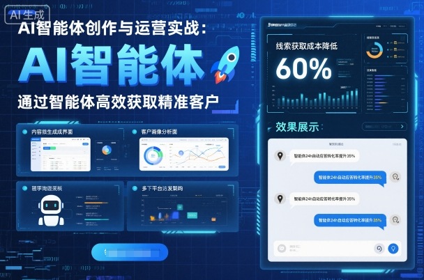 AI智能体创作与运营实战，实体门店通过智能体高效获取精准客户-hl998