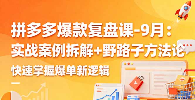 拼多多爆款复盘课-9月：实战案例拆解+野路子方法论，快速掌握爆单新逻辑-hl998