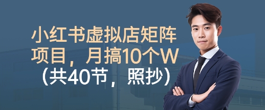 小红书虚拟店矩阵项目，照抄照做，月搞1W+(共40节)-hl998