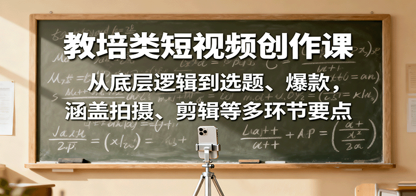教培类短视频创作课：从底层逻辑到选题、爆款，涵盖拍摄、剪辑等多环节要点-hl998