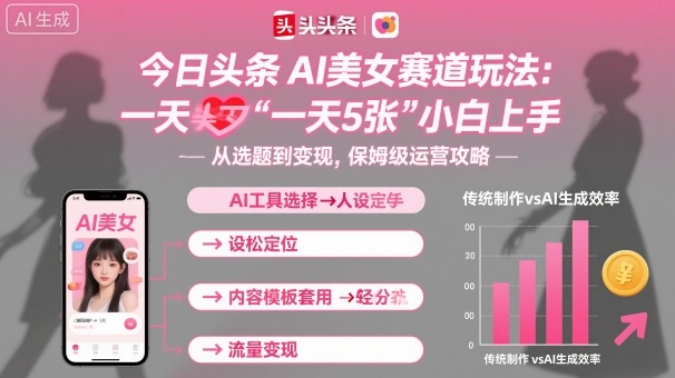 今日头条AI美女赛道玩法，一天轻松5张，小白轻松上手-hl998