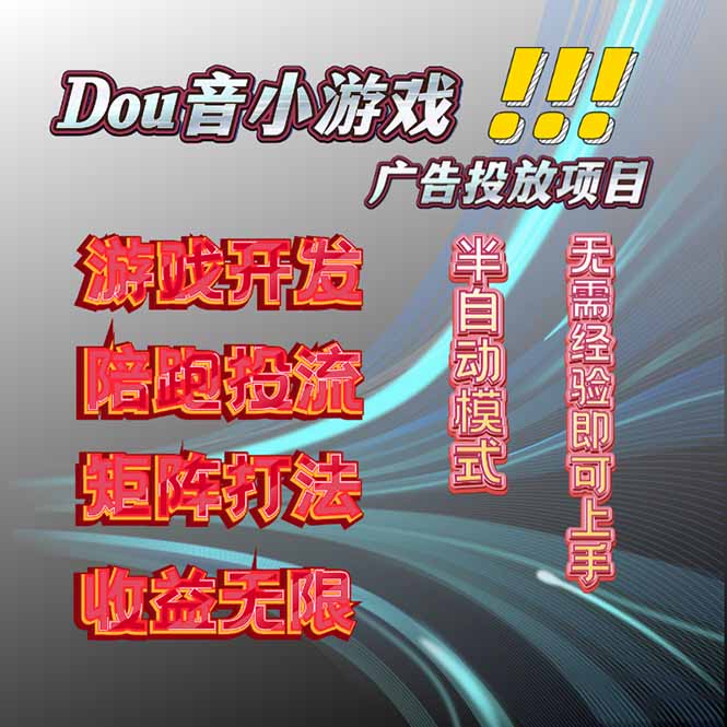 抖音小游戏广告推广项目，2025最新实测落地，单日收益300+-hl998