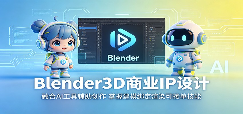 Blender3D商业IP设计：融合AI工具辅助创作，掌握建模绑定渲染可接单技能-hl998