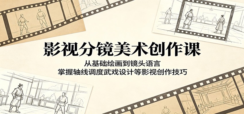 影视分镜美术创作课：从基础绘画到镜头语言，掌握轴线调度武戏设计等影视创作技巧-hl998