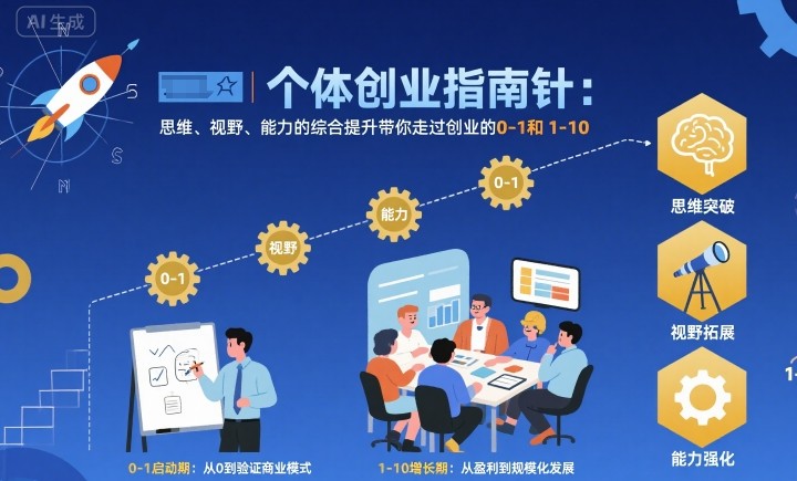 个体创业指南针，思维、视野、能力的综合提升带你走过创业的0-1和1-10【音频】-hl998