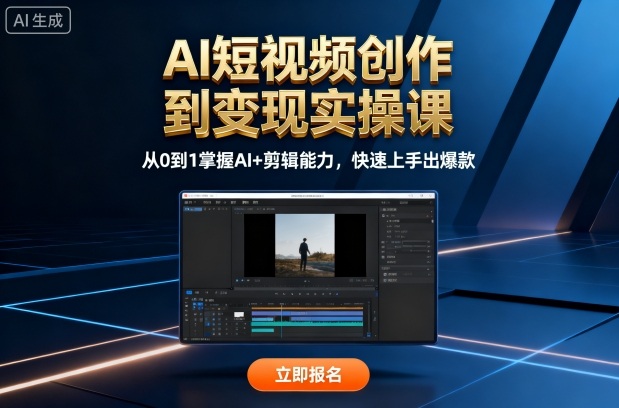 AI短视频创作到变现实操课，从0到1掌握AI+剪辑能力，快速上手出爆款(更新10月)-hl998