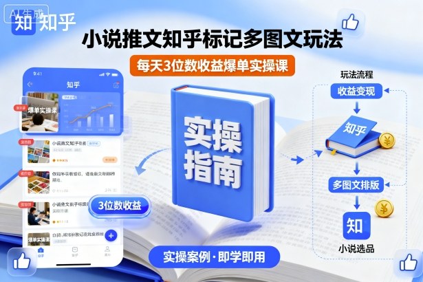 小说推文知乎标记多图文玩法，每天3位数收益爆单实操课-hl998