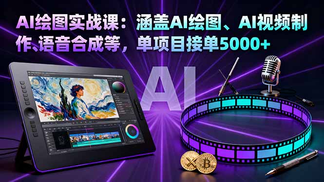 AI绘图实战课：涵盖AI绘图、AI视频制作、语音合成等，单项目接单5000+-hl998