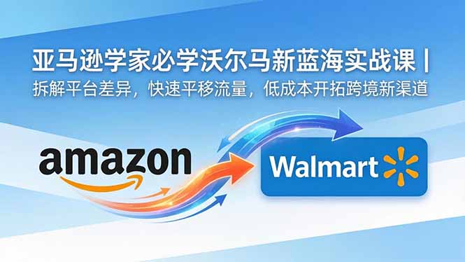 亚马逊卖家必学沃尔玛新蓝海实战课｜拆解平台差异，快速平移流量，低成本开拓跨境新渠道-hl998