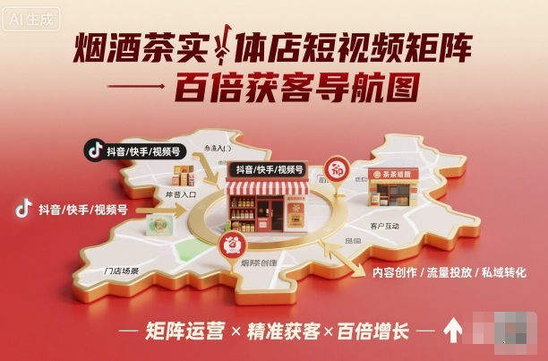 烟酒茶实体店短视频矩阵百倍获客导航图-hl998