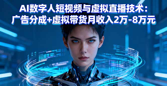 AI数字人短视频与虚拟直播技术：广告分成+虚拟带货月收入2万-8万元-hl998
