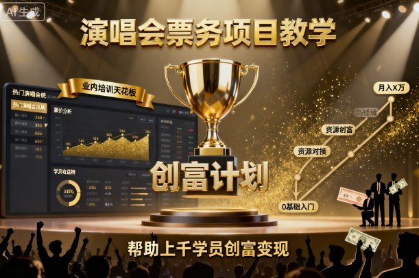 演唱会票务项目教学，业内培训天花板，帮助上千学员创富变现(更新)-hl998