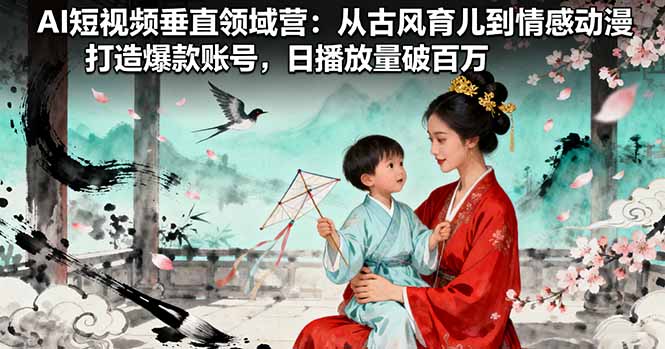 AI短视频垂直领域营：从古风育儿到情感动漫，打造爆款账号,日播放量破百万-hl998