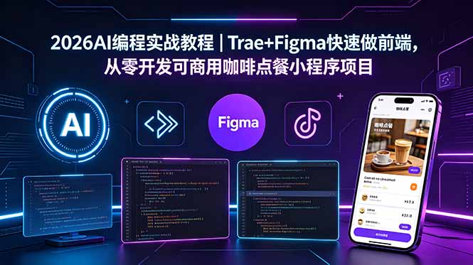 2026AI编程实战教程｜Trae+Figma快速做前端，从零开发可商用咖啡点餐小程序项目-hl998