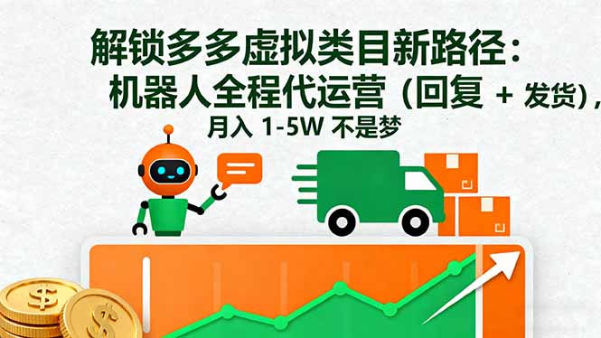 解锁多多虚拟类目新路径：机器人全程代运营(回复 + 发货-hl998